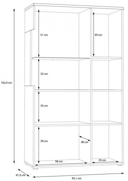 Highboard Vitrine RAIDON Optik Weiß Walnuss Front Highgloss von Forte
