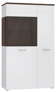 Highboard Vitrine RAIDON Optik Weiß Walnuss Front Highgloss von Forte