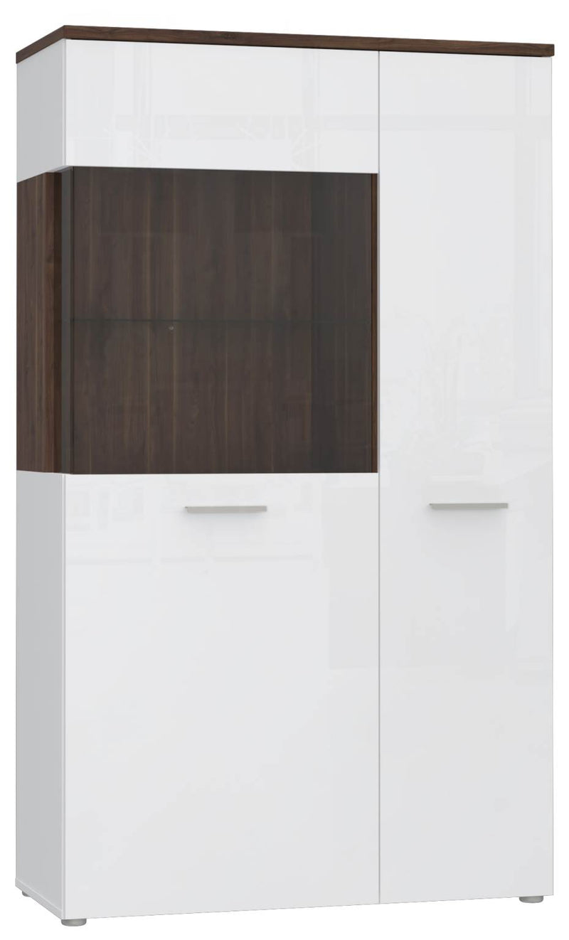 Highboard Vitrine RAIDON Optik Weiß Walnuss Front Highgloss von Forte