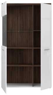 Highboard Vitrine RAIDON Optik Weiß Walnuss Front Highgloss von Forte