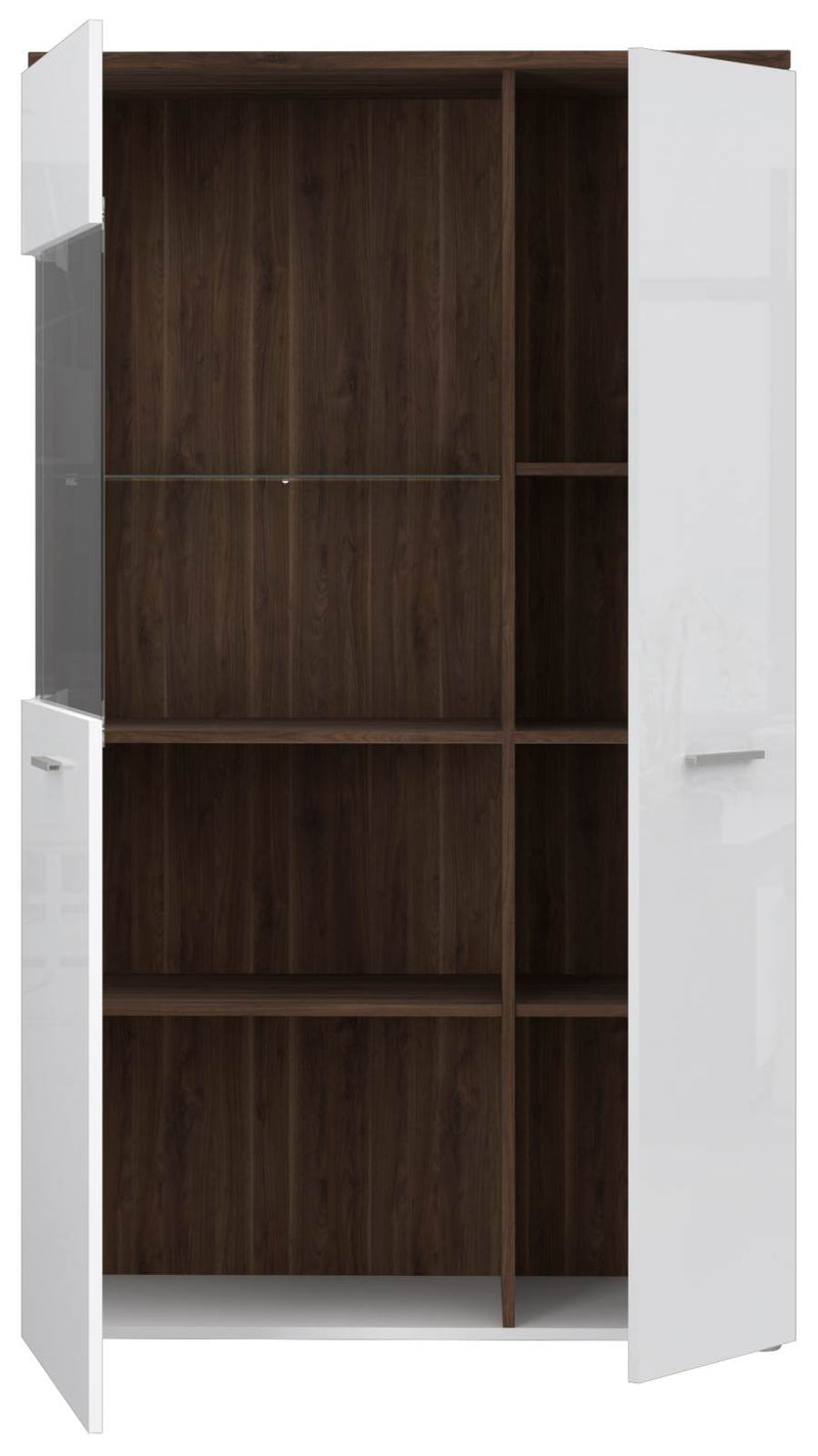 Highboard Vitrine RAIDON Optik Weiß Walnuss Front Highgloss von Forte