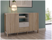 Sideboard HOYVIK 2-trg. 2 Schubladen Optik Sonoma Eiche / Weiß Forte