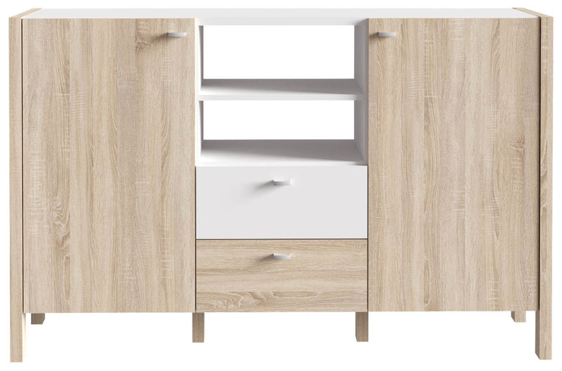 Sideboard HOYVIK 2-trg. 2 Schubladen Optik Sonoma Eiche / Weiß Forte