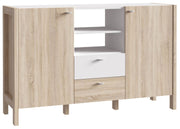 Sideboard HOYVIK 2-trg. 2 Schubladen Optik Sonoma Eiche / Weiß Forte