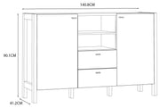 Sideboard HOYVIK 2-trg. 2 Schubladen Optik Sonoma Eiche / Weiß Forte