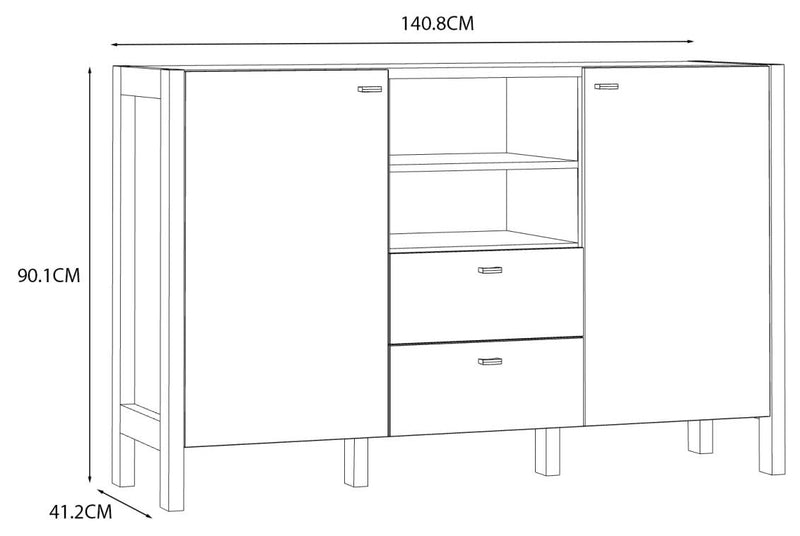 Sideboard HOYVIK 2-trg. 2 Schubladen Optik Sonoma Eiche / Weiß Forte