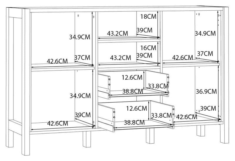 Sideboard HOYVIK 2-trg. 2 Schubladen Optik Sonoma Eiche / Weiß Forte