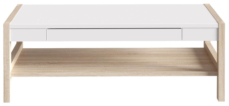 Couchtisch HOYVIK mit Schublade Optik Sonoma Eiche und Weiß von Forte