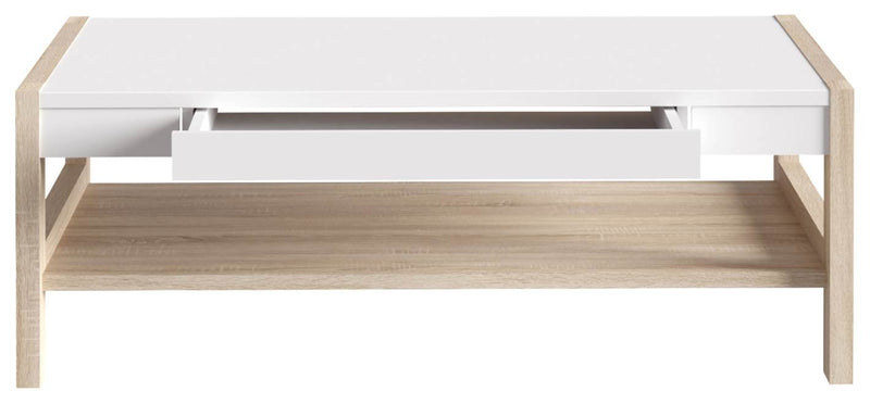 Couchtisch HOYVIK mit Schublade Optik Sonoma Eiche und Weiß von Forte