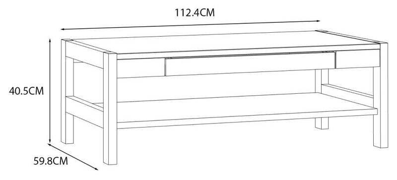 Couchtisch HOYVIK mit Schublade Optik Sonoma Eiche und Weiß von Forte