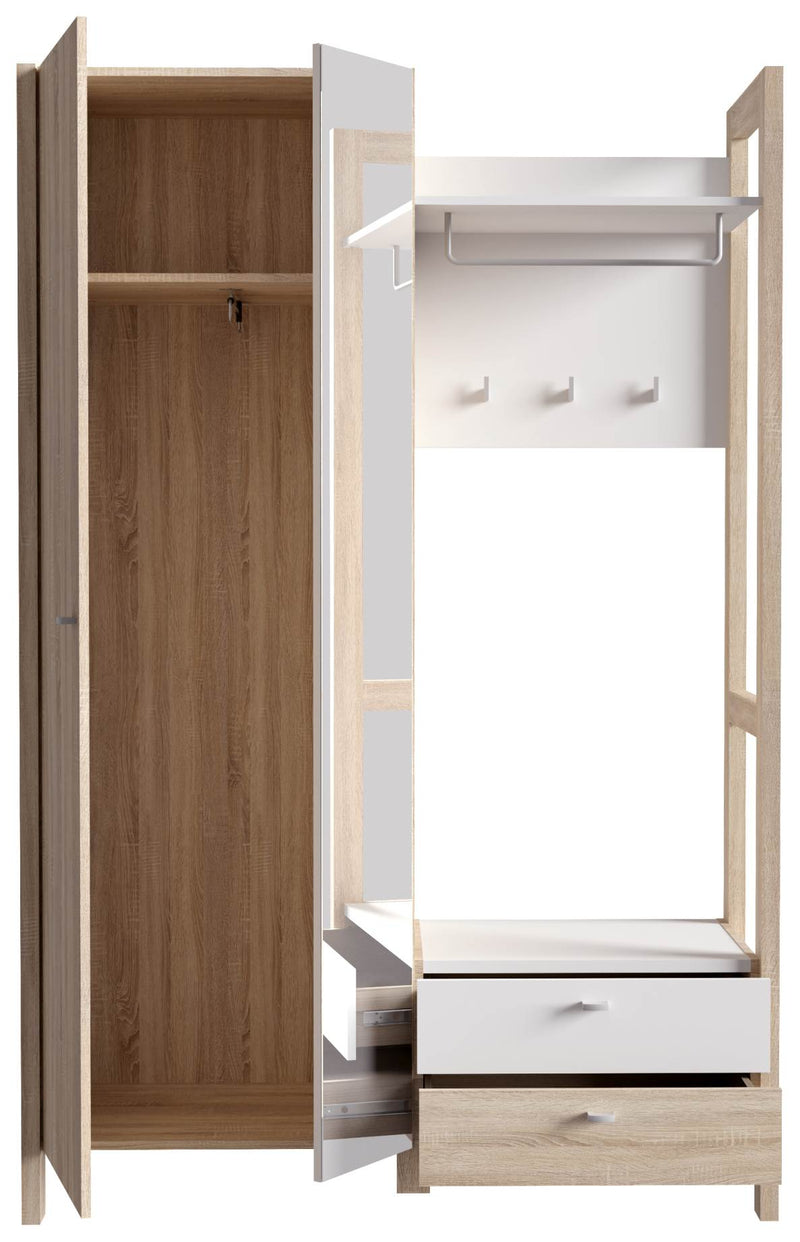 Garderobe Kompaktgarderobe HOYVIK Sonoma Eiche Optik / Weiß von Forte