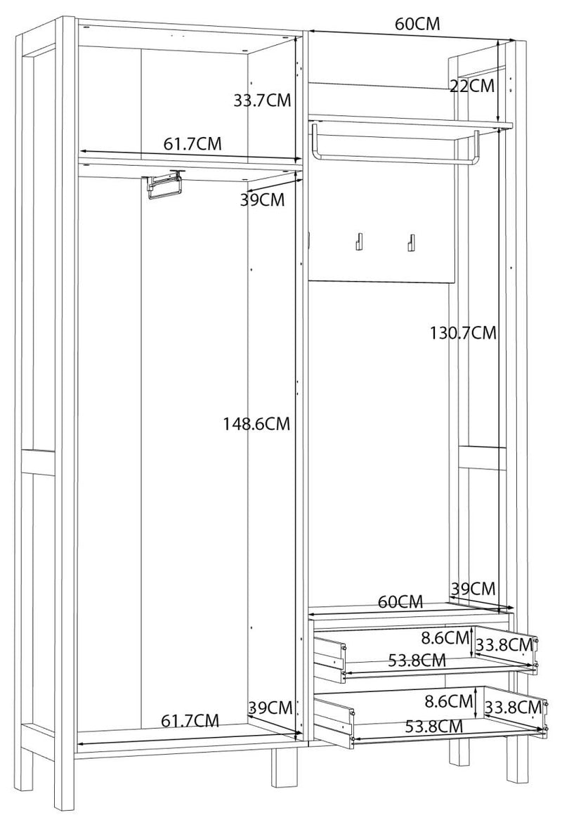 Garderobe Kompaktgarderobe HOYVIK Sonoma Eiche Optik / Weiß von Forte