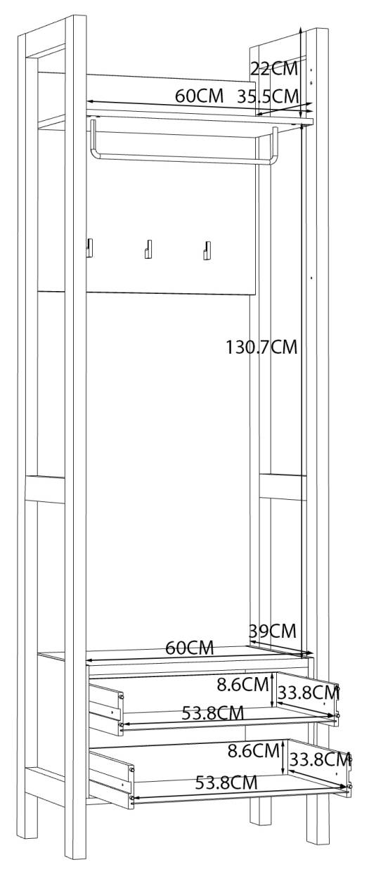 Garderobe Standgarderobe HOYVIK Sonoma Eiche Optik / Weiß von Forte