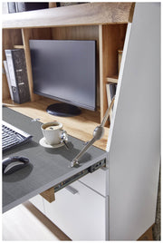 SECRET - Sekretär Weiß mit Eiche Altholz mit Platz für einen Monitor