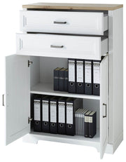 Stauraumelement Büro Kommode JASMIN 12 Pinie weiß Nachbildung