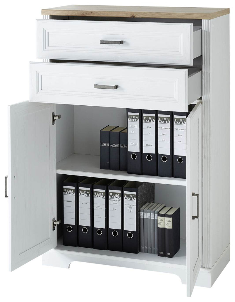 Stauraumelement Büro Kommode JASMIN 12 Pinie weiß Nachbildung