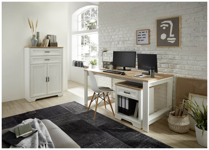 Stauraumelement Büro Kommode JASMIN 12 Pinie weiß Nachbildung