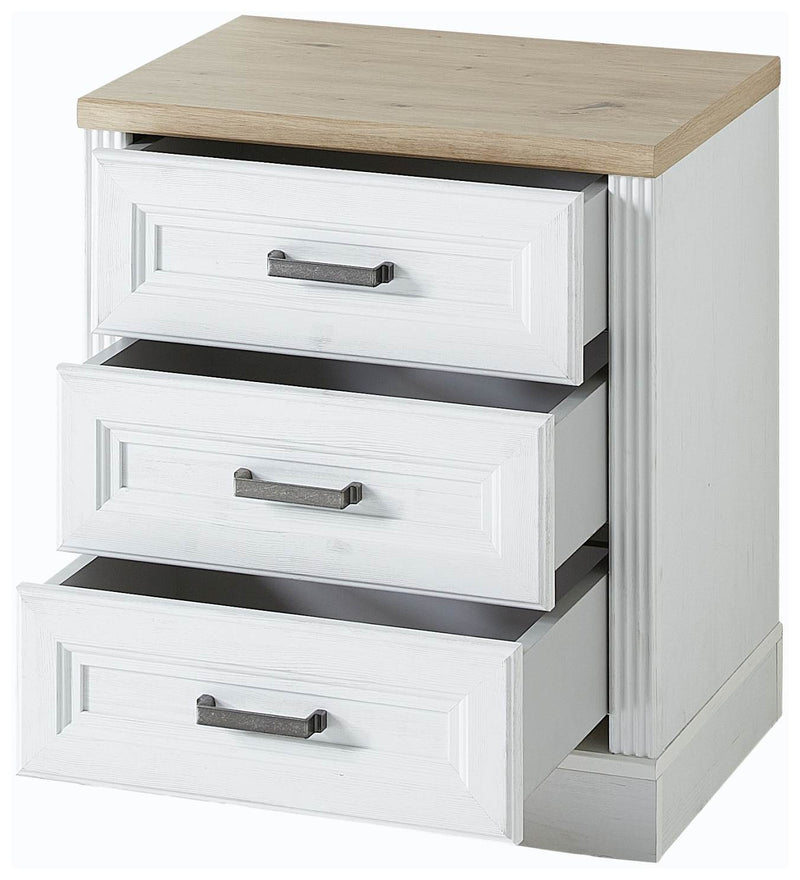 Rollcontainer JASMIN mit 3 Schubkästen Pinie weiß Nachbildung