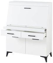 Schminktisch Schreibtisch SECRET Weiß mit schwarzen Griffen und Beinen