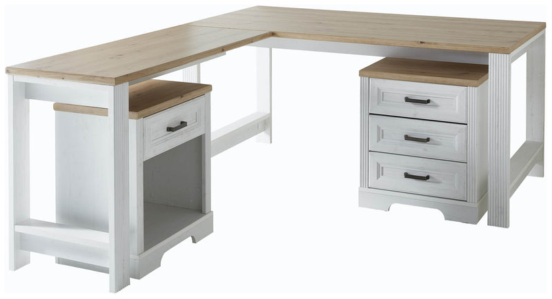 Eckschreibtisch JASMIN im Landhausstil Schreibtisch Pinie und Eiche