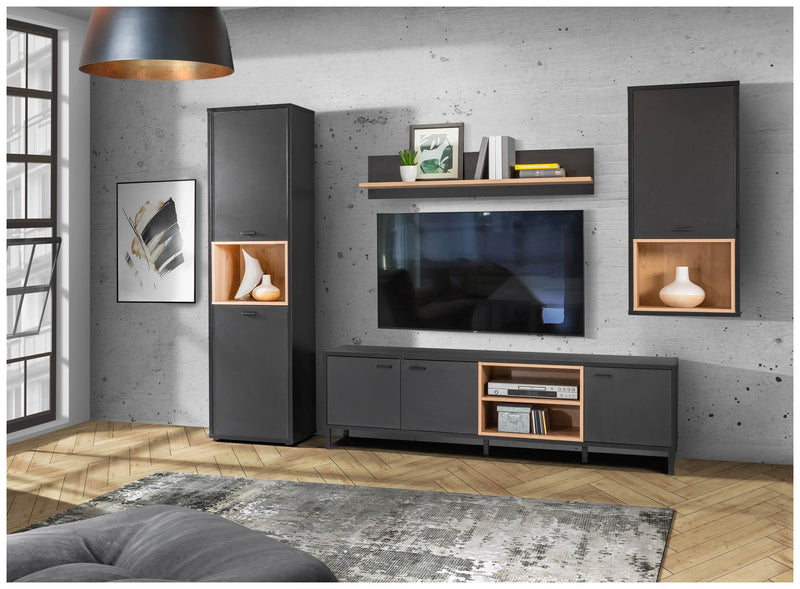 Hängeschrank Regal DECYMA Optik Schwarz/ Artisan Eiche von Forte