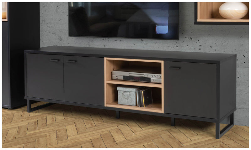 Lowboard TV-Kommode DECYMA Optik Schwarz/ Artisan Eiche von Forte