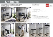 Höhenverstellbarer Schreibtisch elektrisch LIFT4HOME in schwarz mit USB