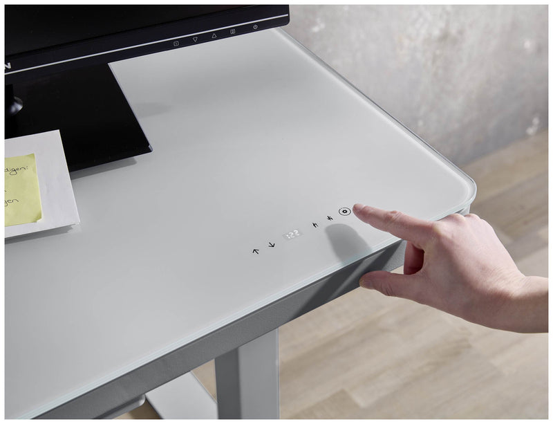 Höhenverstellbarer Schreibtisch elektrisch LIFT4HOME grau mit USB