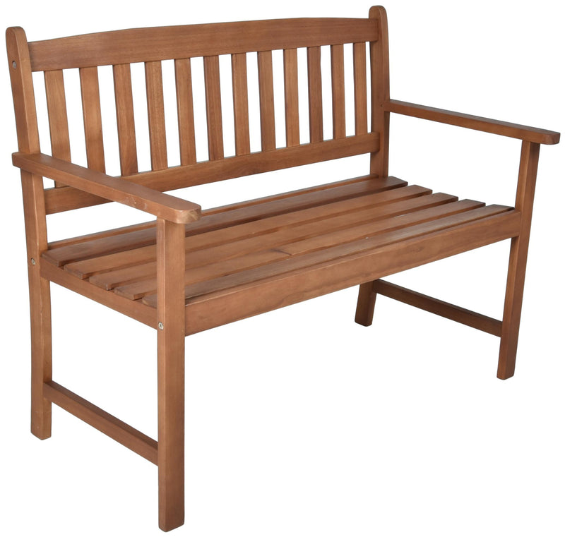 Gartenbank PROMOTION 2-sitzig mit Armlehne aus 100% Eukalyptus geölt