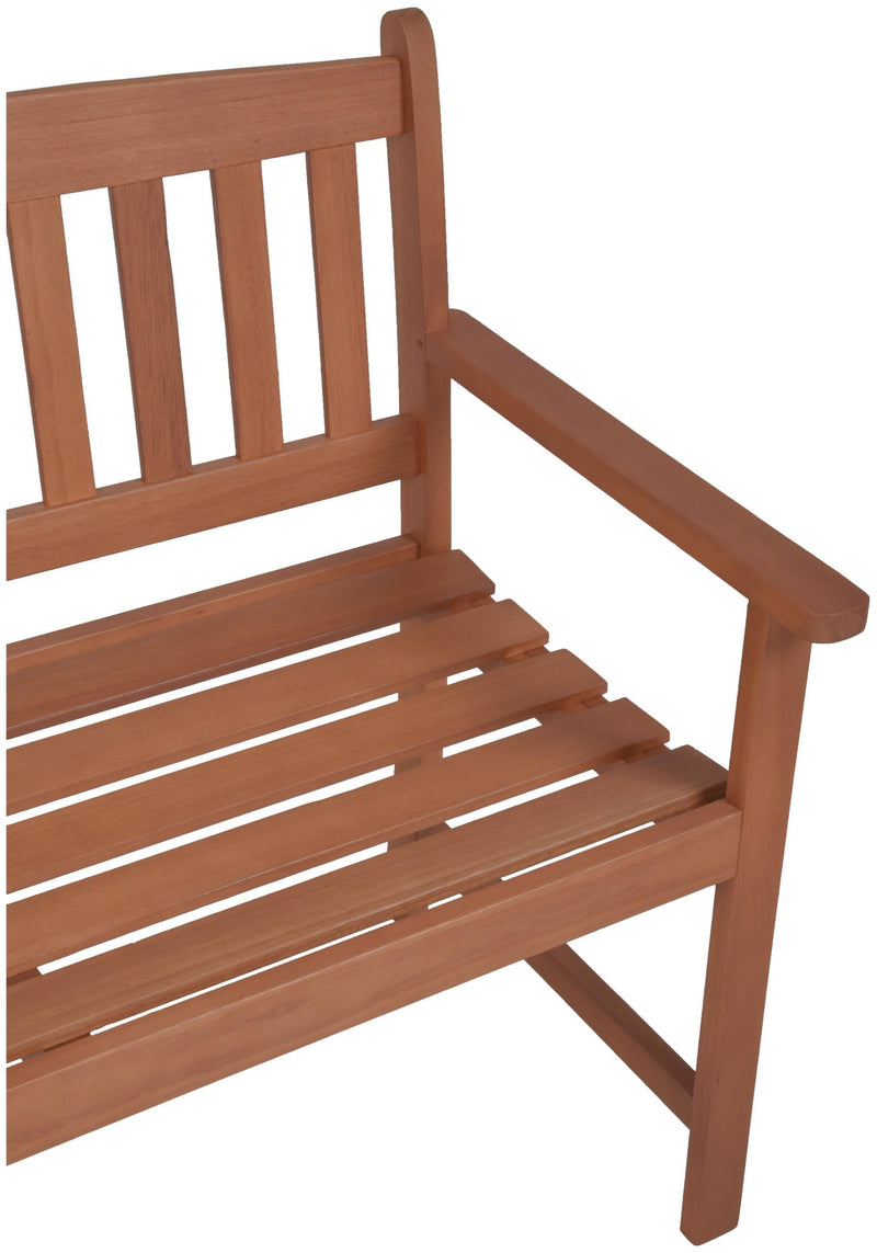 Gartenbank PROMOTION 2-sitzig mit Armlehne aus 100% Eukalyptus geölt