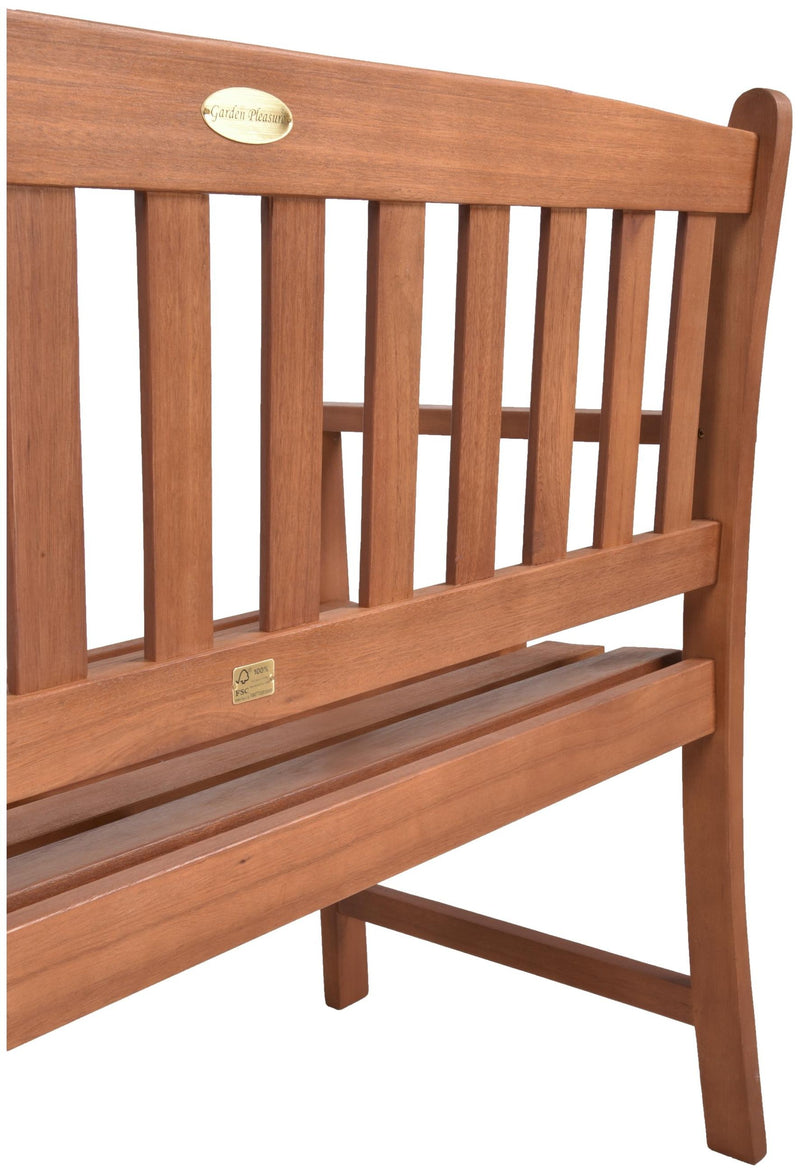 Gartenbank PROMOTION 2-sitzig mit Armlehne aus 100% Eukalyptus geölt