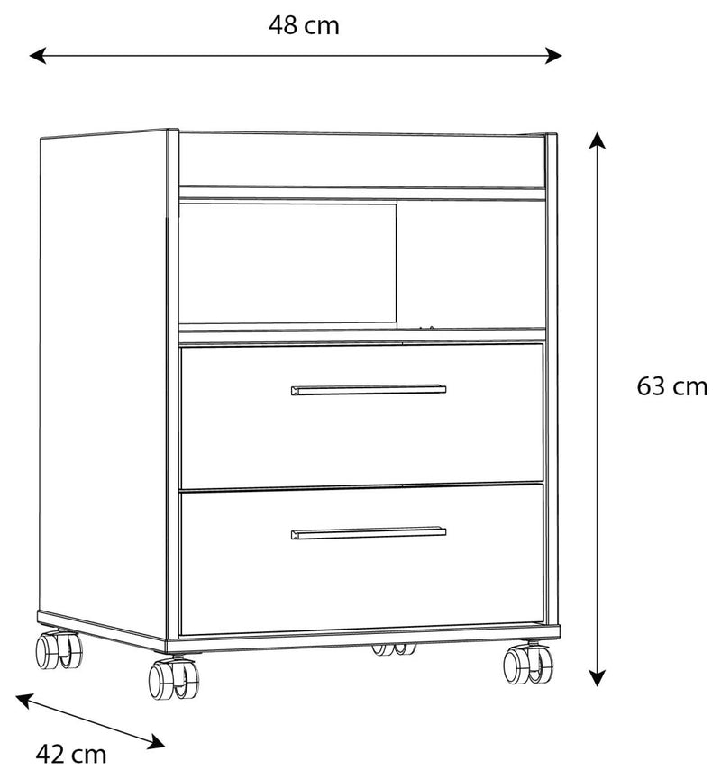 Rollcontainer TEZAUR Schwarz mit 2 Schubladen von Forte