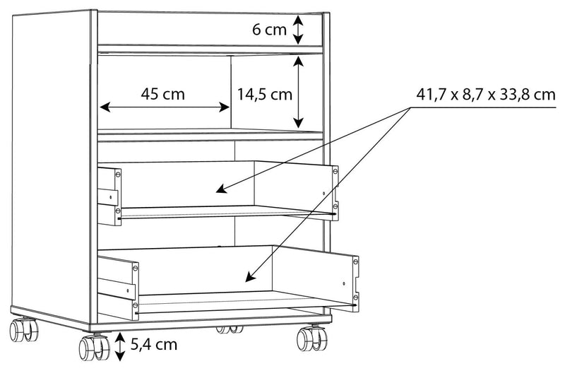 Rollcontainer TEZAUR Schwarz mit 2 Schubladen von Forte