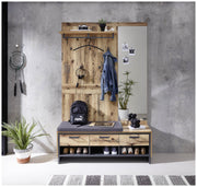 Garderobenpaneel PRATO mit Spiegel Oldwood Alpine Lodge Dekor