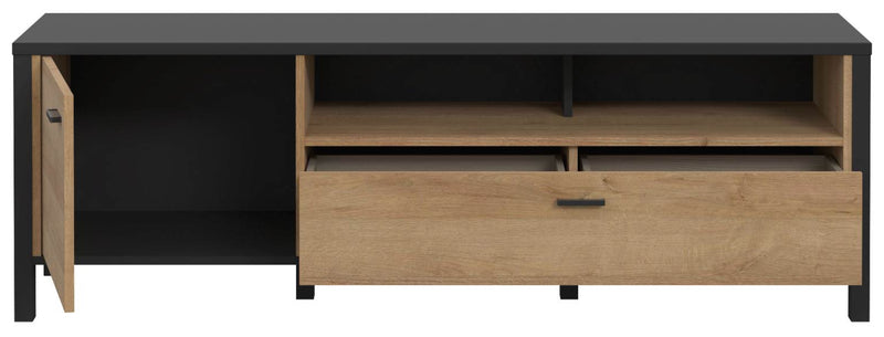 Lowboard HIGH ROCK 121 TV-Board in Riviera Eiche Optik /Schwarz Forte