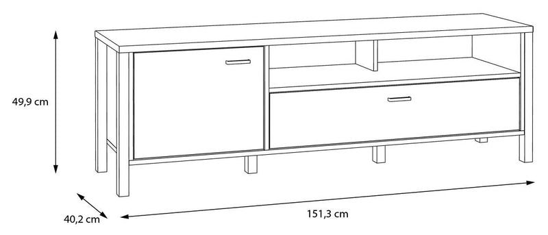 Lowboard HIGH ROCK 121 TV-Board in Riviera Eiche Optik /Schwarz Forte