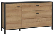 Sideboard Kommode HIGH ROCK Riviera Eiche Optik / Schwarz Forte