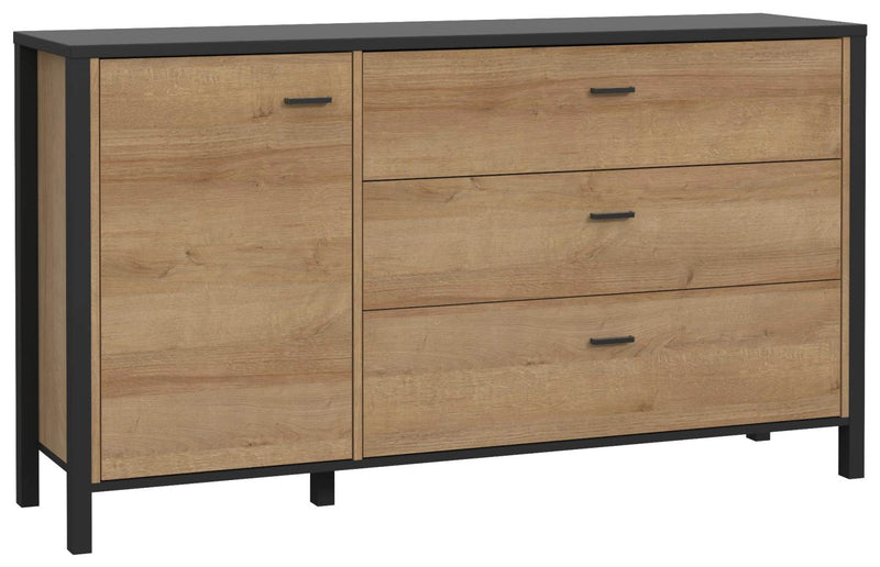 Sideboard Kommode HIGH ROCK Riviera Eiche Optik / Schwarz Forte