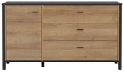 Sideboard Kommode HIGH ROCK Riviera Eiche Optik / Schwarz Forte