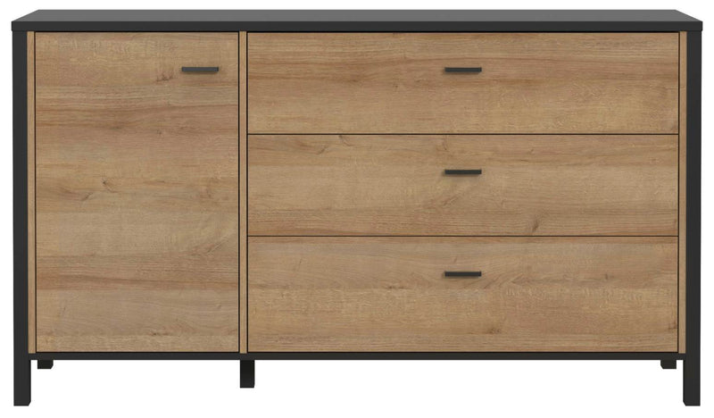 Sideboard Kommode HIGH ROCK Riviera Eiche Optik / Schwarz Forte