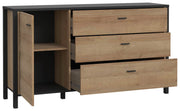 Sideboard Kommode HIGH ROCK Riviera Eiche Optik / Schwarz Forte