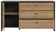 Sideboard Kommode HIGH ROCK Riviera Eiche Optik / Schwarz Forte