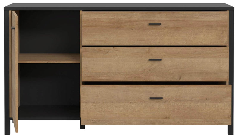 Sideboard Kommode HIGH ROCK Riviera Eiche Optik / Schwarz Forte