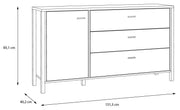 Sideboard Kommode HIGH ROCK Riviera Eiche Optik / Schwarz Forte