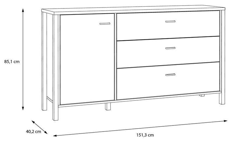 Sideboard Kommode HIGH ROCK Riviera Eiche Optik / Schwarz Forte