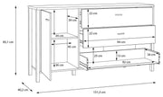 Sideboard Kommode HIGH ROCK Riviera Eiche Optik / Schwarz Forte