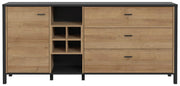 Sideboard Kommode HIGH ROCK 186 cm Riviera Eiche Optik /Schwarz Forte