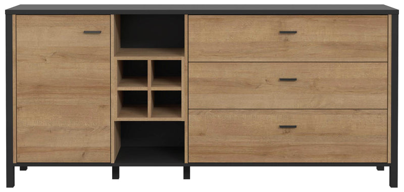 Sideboard Kommode HIGH ROCK 186 cm Riviera Eiche Optik /Schwarz Forte