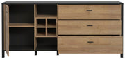 Sideboard Kommode HIGH ROCK 186 cm Riviera Eiche Optik /Schwarz Forte