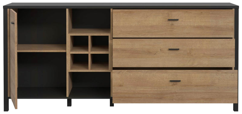 Sideboard Kommode HIGH ROCK 186 cm Riviera Eiche Optik /Schwarz Forte